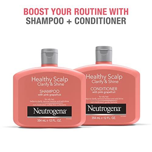 Neutrogena Neutrogena Exfoliating Healthy Scalp Clarify & Shine Conditioner for Oily Hair and Scalp, Anti-Residue Conditioner with Pink Grapefruit, Paraben & Phthalate-Free, Color-Safe, 12oz