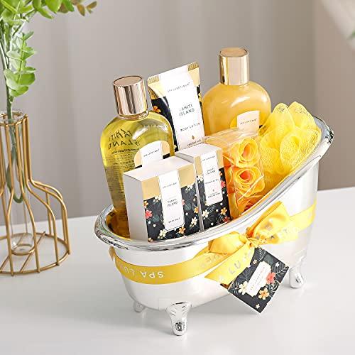spa luxetique Spa Luxetique Spa Gift Baskets for Women - 8pcs Yellow Gifts for Women, Womens Gifts Includes Body Lotion, Bubble Bath, Bath Sets for Women Gift, Mothers Day Gifts for Mom