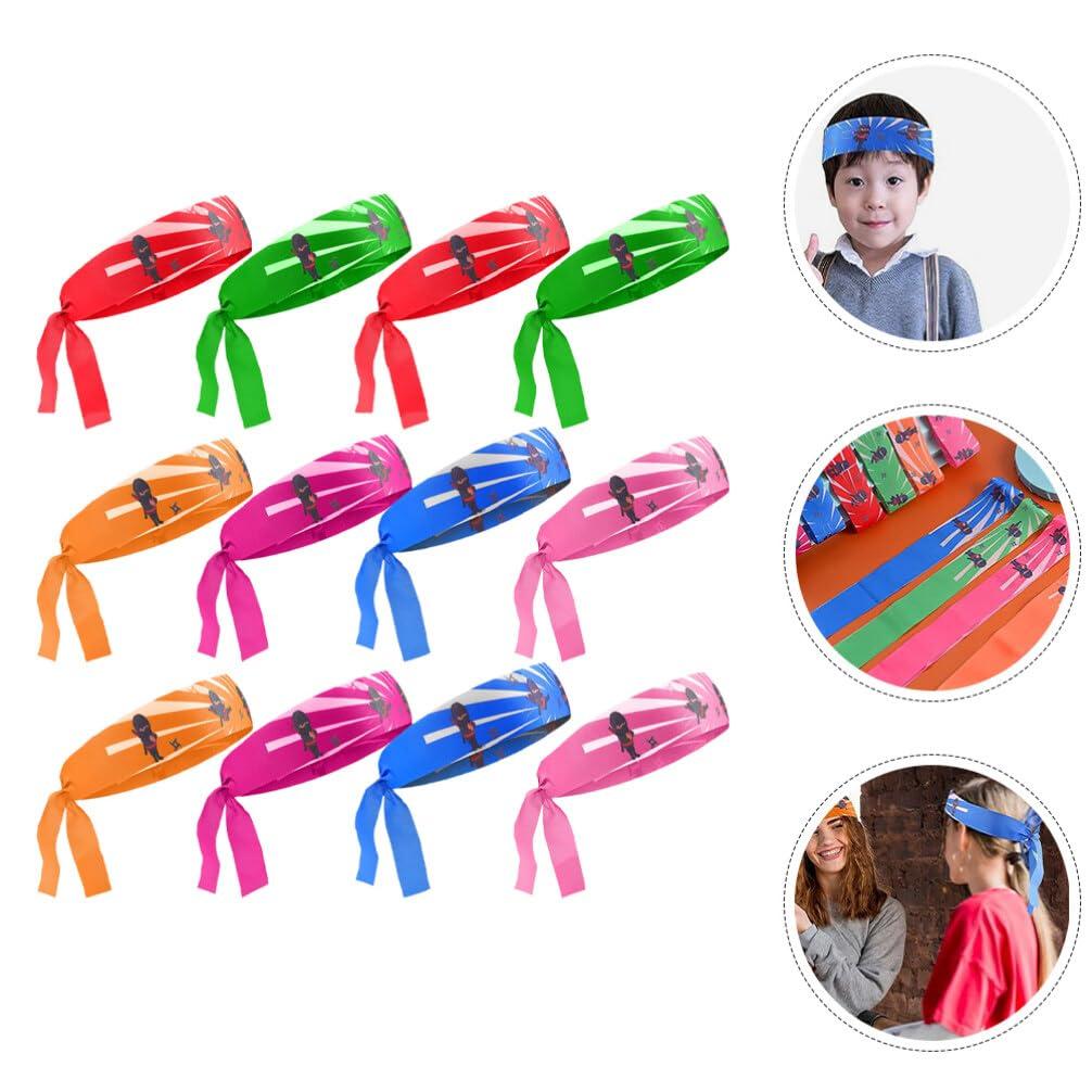 Baluue Baluue Japanese Sushi Chef Hachimaki Karate Headband: 12pcs Ninja Headbands Nin Ja Warrior Headbands Sushi Chef Bandana Headwear for Karate Sports Costume