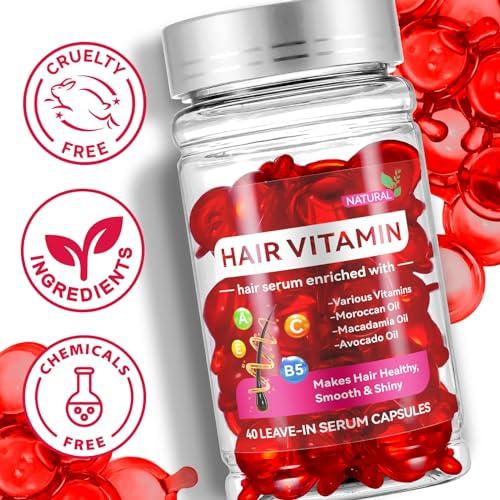 zoxpm zoxpm Hair Vitamins Serum Capsule, Hair Treatment Serum Oils, No Need Rinse Hair Repair EssenceRich in Vitamins A C E Pro B5 Oil for Hair,Hair Serum for Frizzy and Dry Damaged Hair (40 Pcs), Red