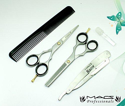 Macs Razor Products Macs Professional Barber Scissor Razors Edge Hair Cutting Scissors 5.5" Set Contain 5 Pcs Made Of High Grade Japanese Stainles Steel Comes With Black Leather Case-15039