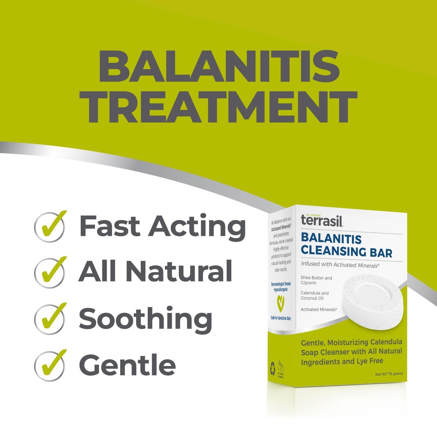 terrasil terrasil Balanitis Soap for Men, Soothing Care and Relief from Balanitis Symptoms: Irritation, Itch, Redness and Inflammation. Natural, Dermatologist tested & Hypoallergenic Soap Approved, 75g (3pk)