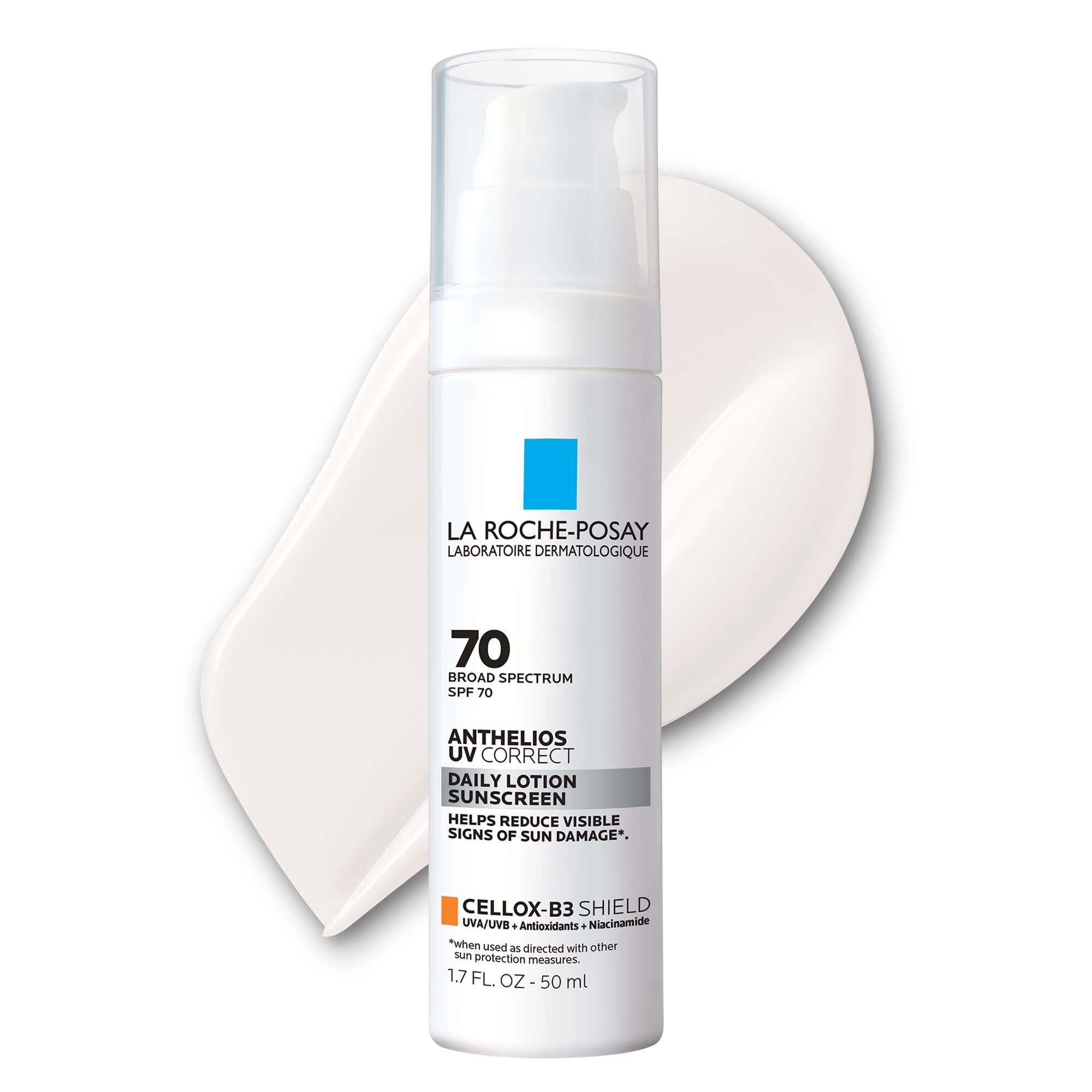 La Roche-Posay La Roche-Posay Anthelios UV Correct Sunscreen Moisturizer SPF 70, Daily Anti-Aging Face Moisturizer with Niacinamide to Even Skin Tone & Fine Lines, Sun Protection for Sensitive Skin