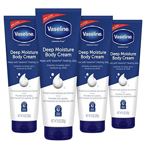 Vaseline Vaseline Intensive Care Body Cream Deep Moisture 4 pk with Healing Petroleum Jelly & Vitamin E Rich & Smooth for Dry Skin 9 oz