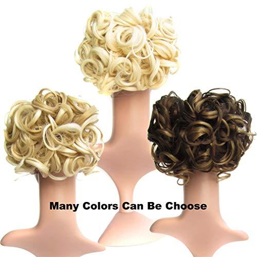 STREJHYT Women's Short Curly Hair Bun Elastic Big Hair Bun Synthetic Extension With Two Plastic Combs Hairpieces M2 33