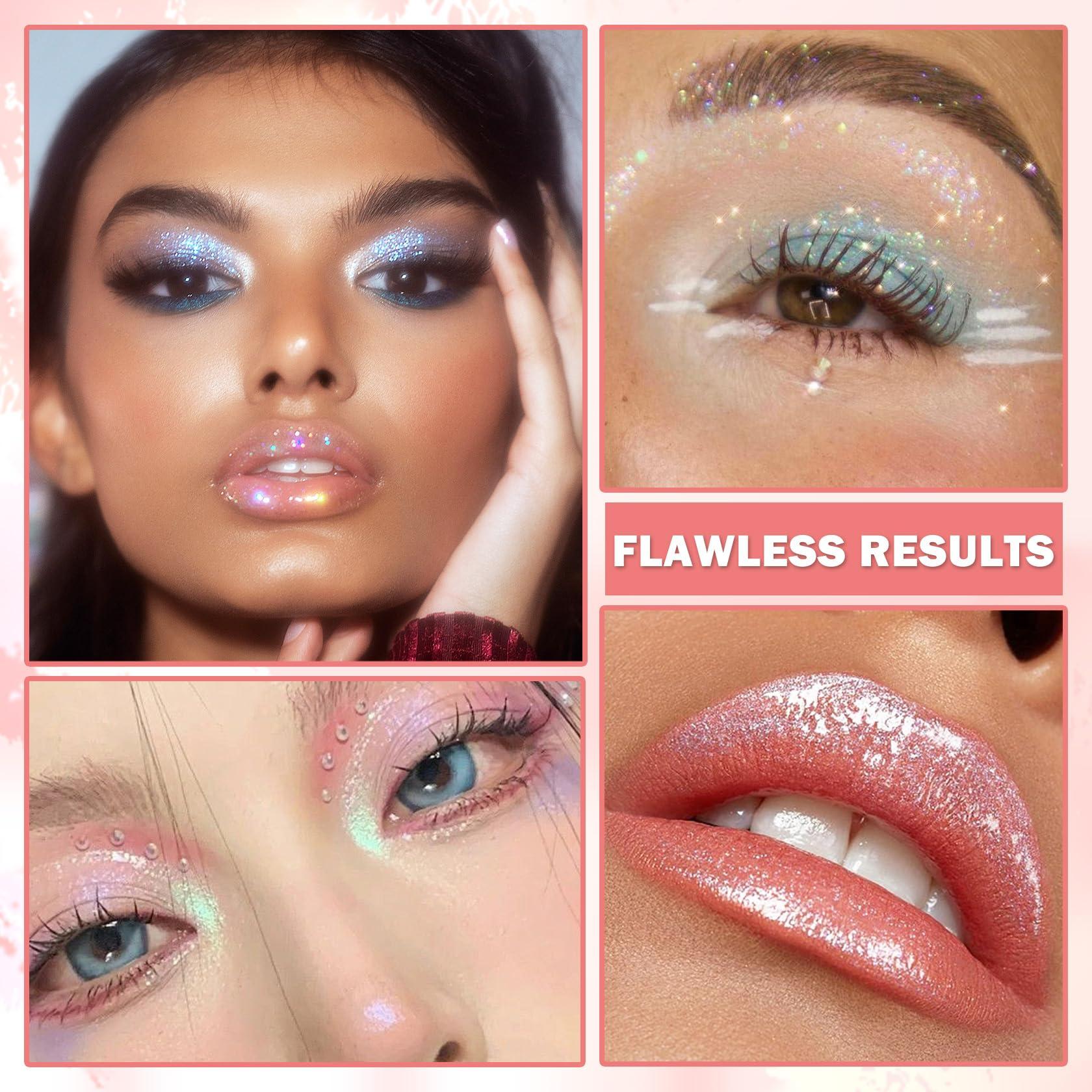 AIUEO AIUEO Liquid Glitter Eyeshadow Eyeliner Korean Eye Glitter Makeup Long Lasting Shimmer Eyeshadow Lightweight Quick Drying Face Glitter Makeup-Undersea Coral