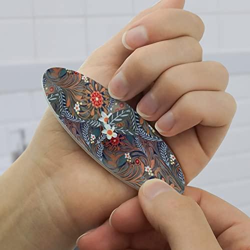 GRAPHICS & MORE Crazy Flower Floral Pattern Double-Sided Oval Nail File Emery Board Set 4 Pack