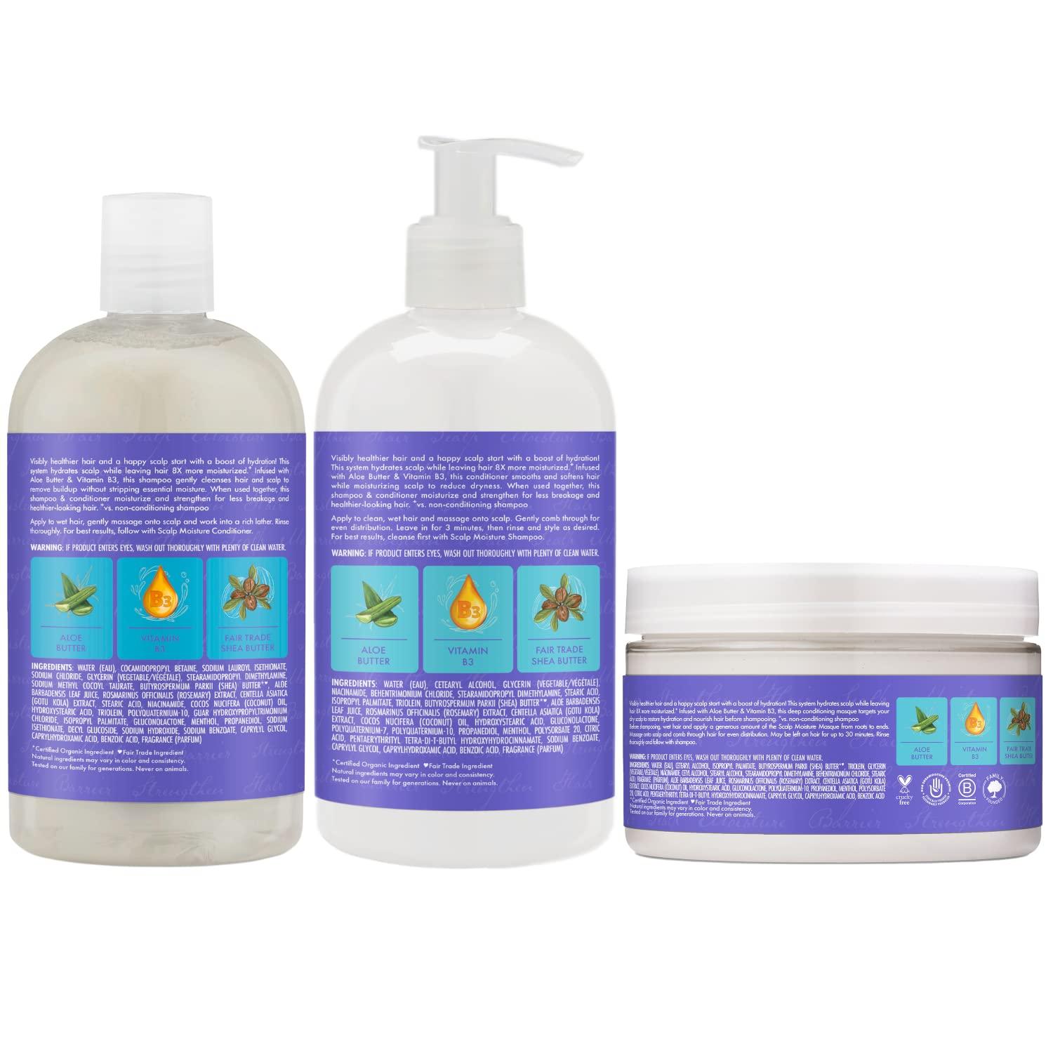 SheaMoisture SheaMoisture Dry Scalp Care Trio: Aloe Butter & Vitamin B3 Shampoo (13 Oz), Conditioner (13 Oz), and Pre-Wash Masque (4 Oz) with Shea Butter