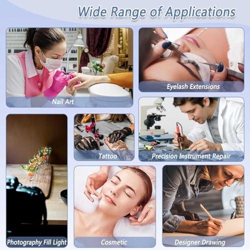 RYAZOZA RYAZOZA LED Half Moon Nail Desk Lamp, Square Foldable Nail Desk Lamp, Foldable 4000-6500k 36w Adjustable Brightness for Lash Tech, Cosmetic, Tattoo, Eyebrows(Color:Silver)