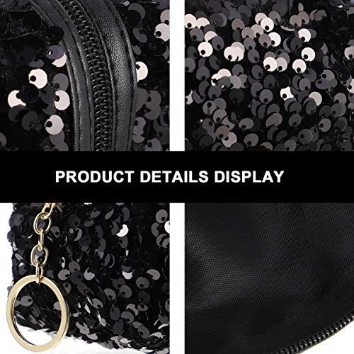 VALICLUD VALICLUD Sequin Cosmetic Bag Portable Glitter Makeup Zipper Bag Toiletry Bag Sequin Organizer Bag for Women Girls Travel Daily Use (Black)