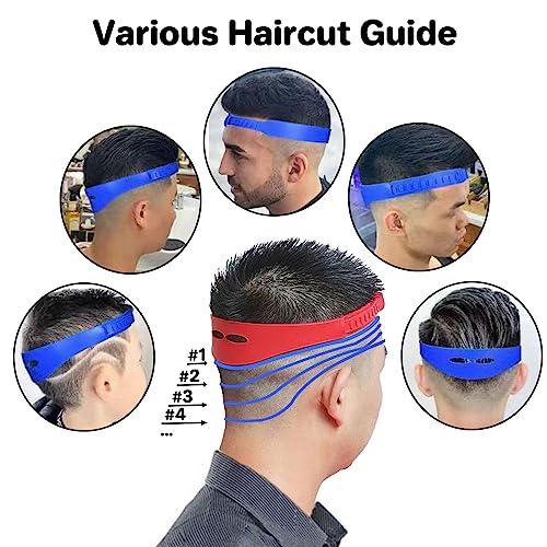 Biottro Neckline Shaving Template, 2PCS Hair Cutting Guide Tool for Men Adjustable Curved Silicone Band DIY Self Haircut System for Hair Clipper Timmer Shaver (Black + Gray)