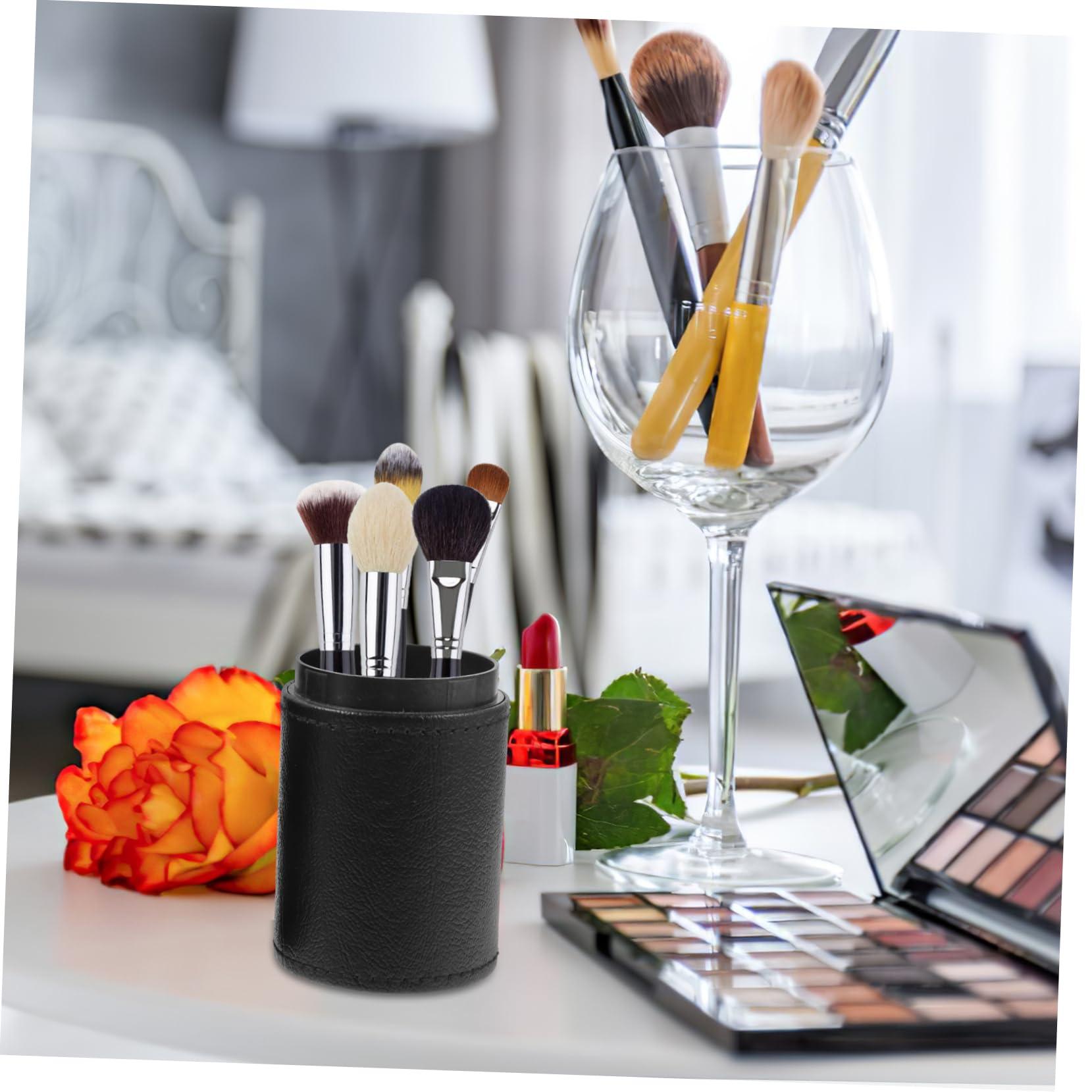ADOCARN ADOCARN Makeup Brush Holder Makeup Brush Cup Makeup Brush Pouch Nail Brush Holder Pen Organizer Cosmetic Tools Organizer Portable Cup Holder Make up Brush Holders Pencil Holder Black Pu