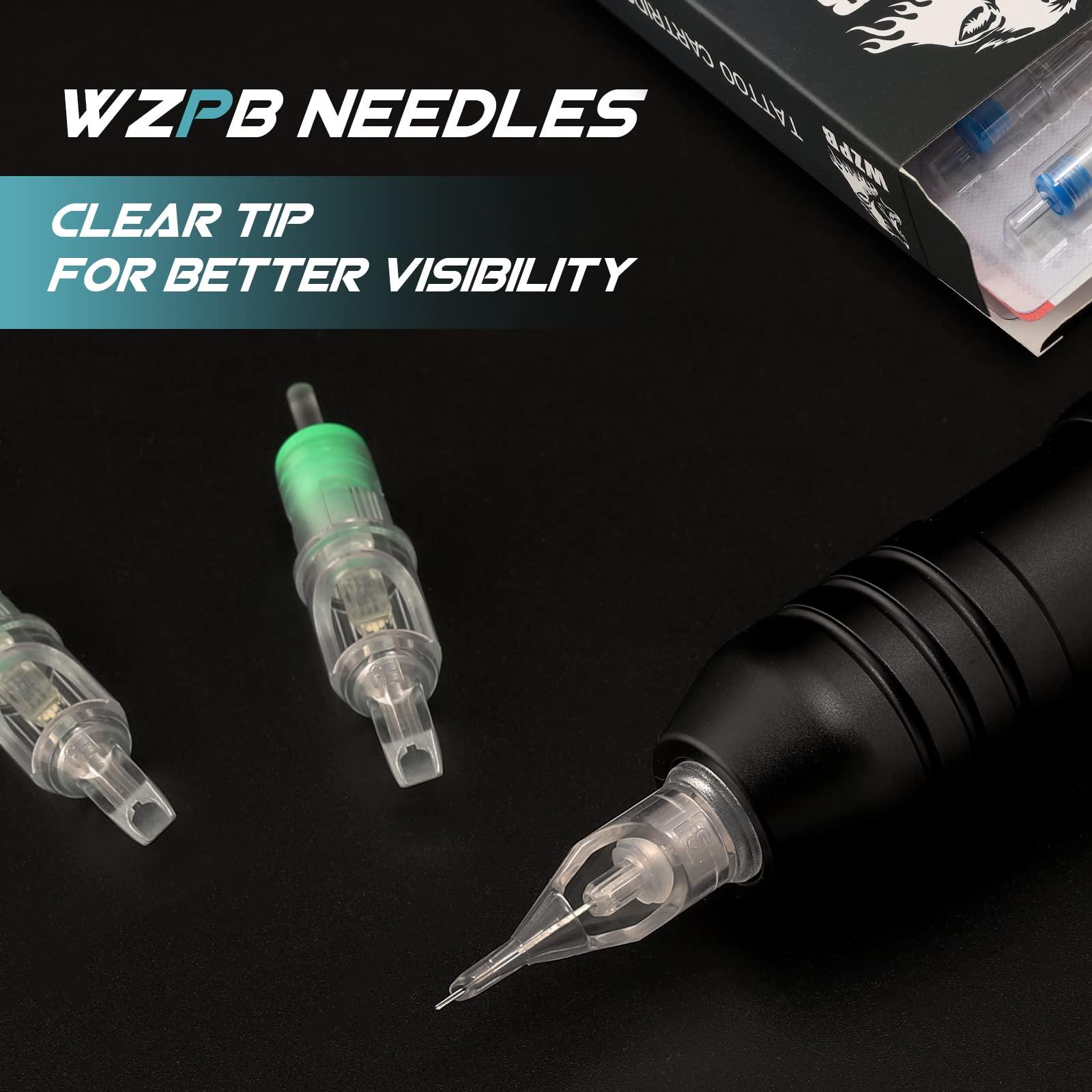 WZPB WZPB Tattoo Cartridge Needles - 40Pcs Mixed Size Tattoo Needles 1203RL 1205RL 1205RS 1207RS 0.35mm Professional Needles Round Line Shader for Beginners or Artists