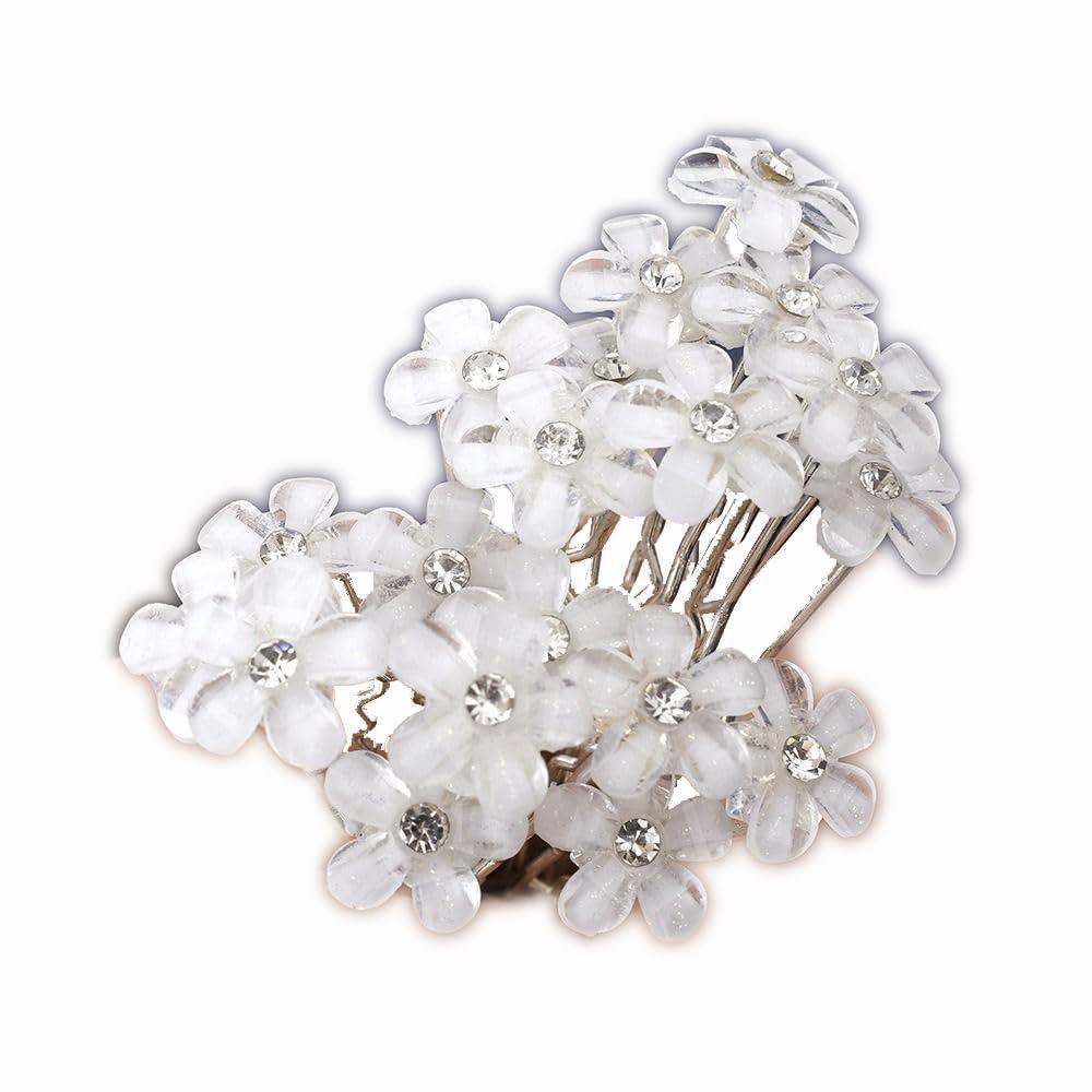 Leadigol Leadigol 20 Pieces Wedding Flower Hair Pins,Rhinestone Wedding Bobby Pins U Shaped Flower Hair Clips,Wedding Hair Piece Wedding Hair Accessories Hair Flowers