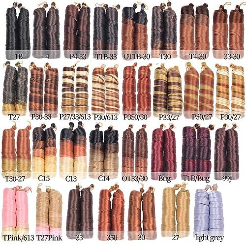 Bciopll 24Inch Curls Loose Wave Spiral Curl Braid Synthetic Hair Ombre Pre Stretched Crochet Braiding Hair For Women 27 24inches 75g#1Pcs