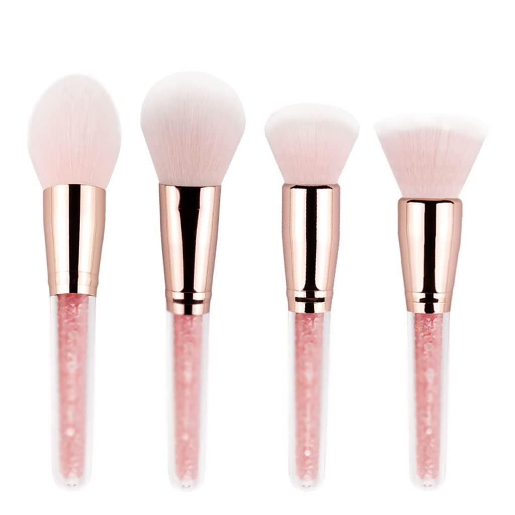 JMKJMJP JMKJMJP Set Of 4 Quicksand Beauty Tools Make-up Set Brushes with Crystal Handle and Nylon Bristles(E)