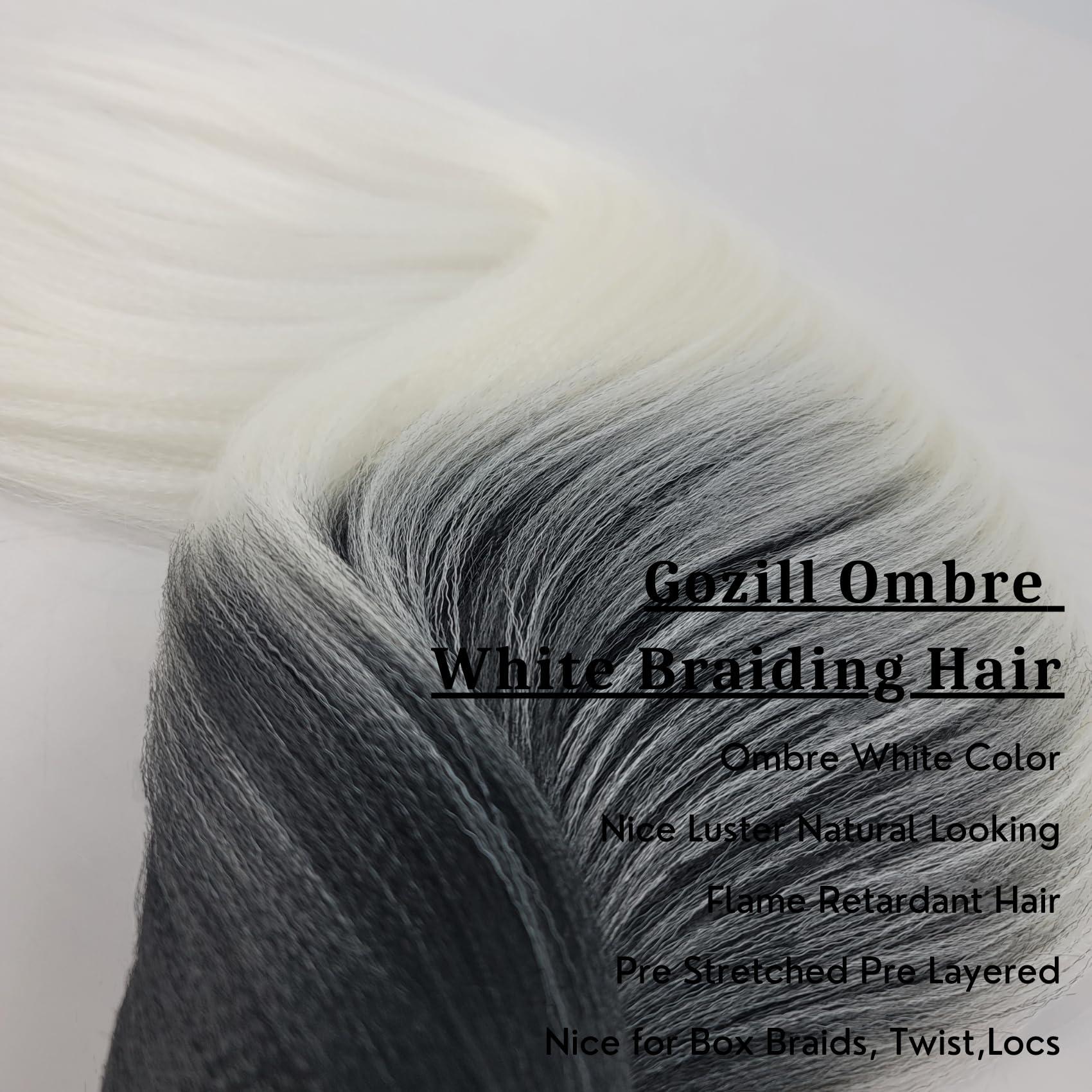 Gozill Ombre Platinum Blonde Braiding Hair Pre Stretched Box Braids Hair Extension 26 Inch Black Platinum Blonde Hair for Braiding(Pack of 3)
