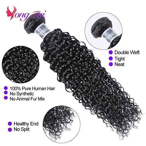Yuyongtai Brazilian Kinky Curly Human Hair Bundles - 14 16 18 20 Inch Virgin Curly Weave Hair Bundles 100% Unprocessed Kinky Curly Hair Extensiions 1B Color for Black Women