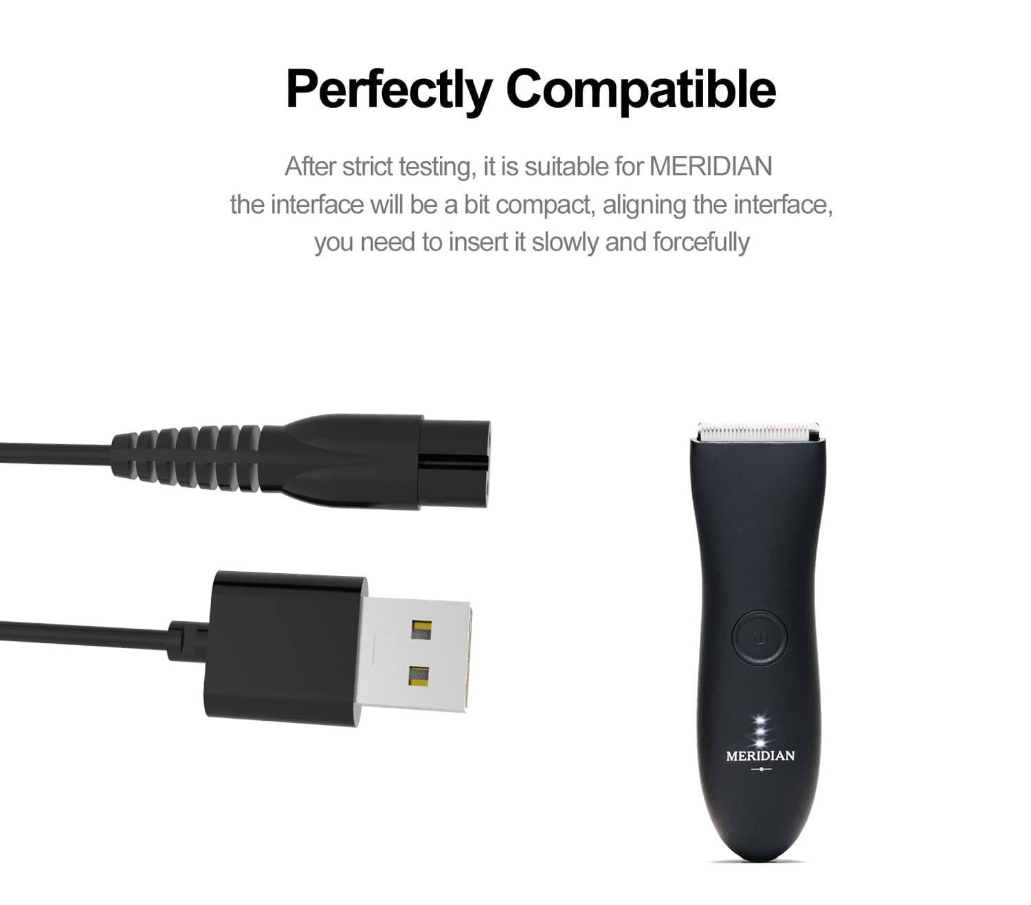 OGMWIN Replacement Charging Cable Fit for Meridian Grooming Electric Shaver Trimmer 5Ft Charger Cable Power Adapter Cord Black