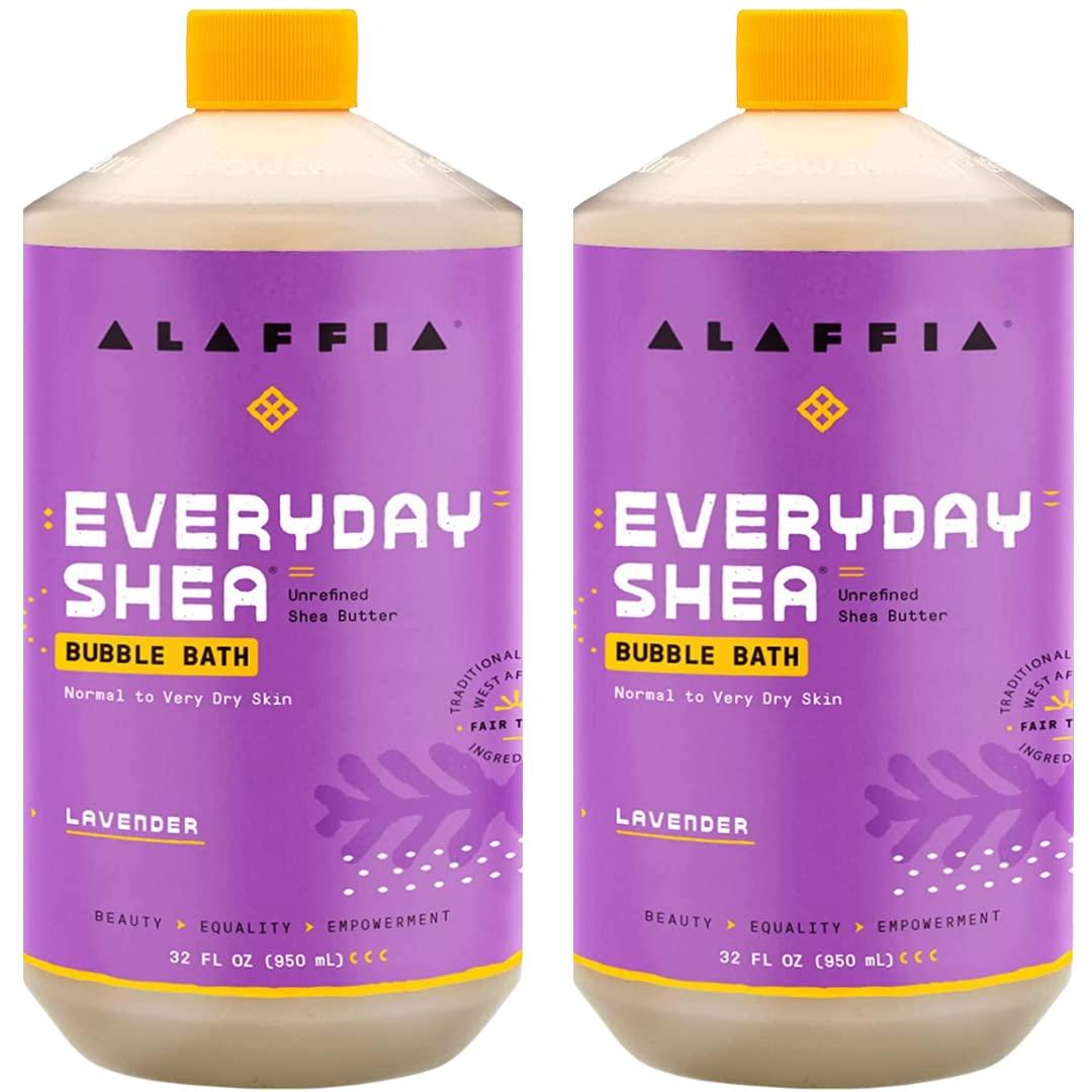 Alaffia Alaffia Everyday Shea Bubble Bath, Cleanse, Soothe & Moisturize Skin, Made with Fair Trade Shea Butter, Cruelty Free, No Parabens, Vegan, Lavender, 2 Pack – 32 Fl Oz Ea