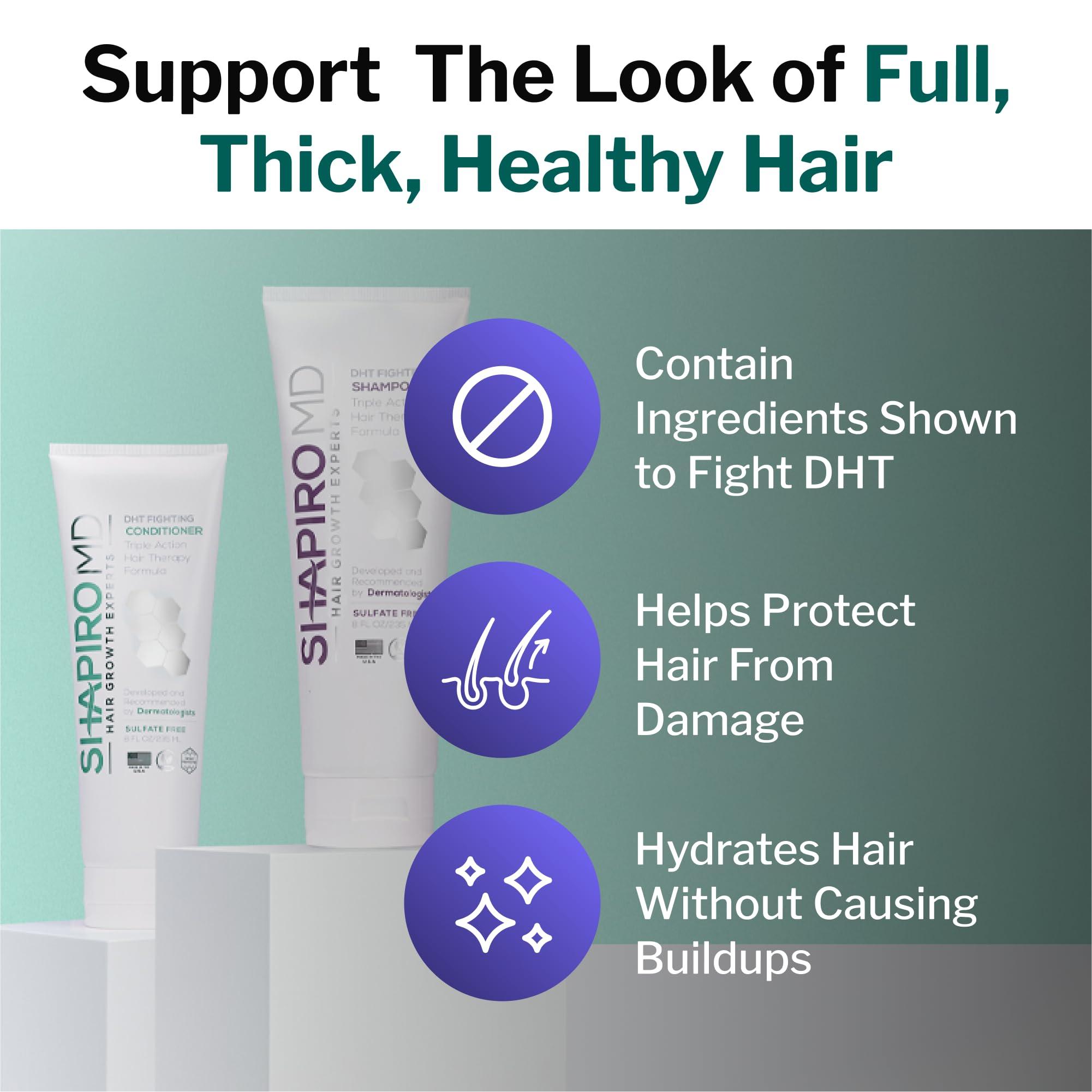 Shapiro MD Hair Growth Experts Hair Loss Shampoo and Conditioner | DHT Fighting Vegan Formula for Thinning Hair Developed by Dermatologists | Experience Healthier, Fuller & Thicker Looking Hair – Shapiro MD | 1-Month Supply