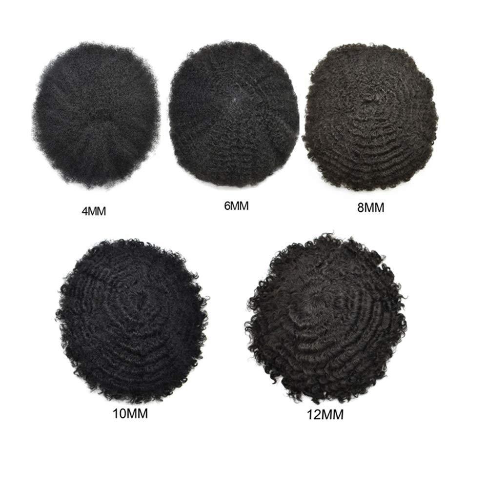 RESHE RESHE Afro Toupee For Black Men Human Hair Pieces NPU Monofilament Mens Toupee Wave Hair Units For Black Mens Toupee Hair Replacement System For Man8X10 8MM Afro Wave#1B Off Black
