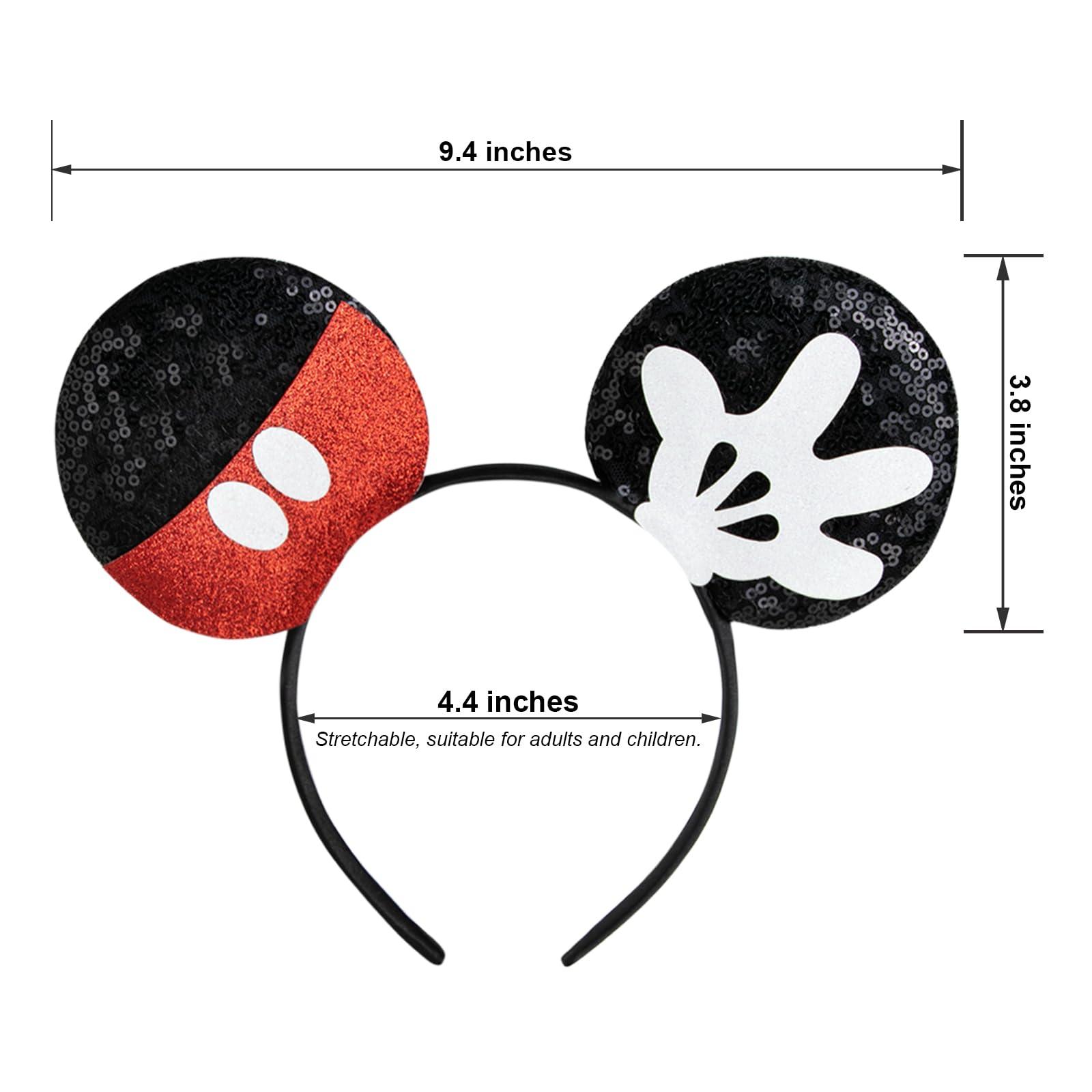 CHuangQi CHuangQi 2pcs Mouse Ears Headbands with Shiny Bow Double-sided Sequins Glitter Hair Accessories for Birthday Party Celebration (XC25#2)