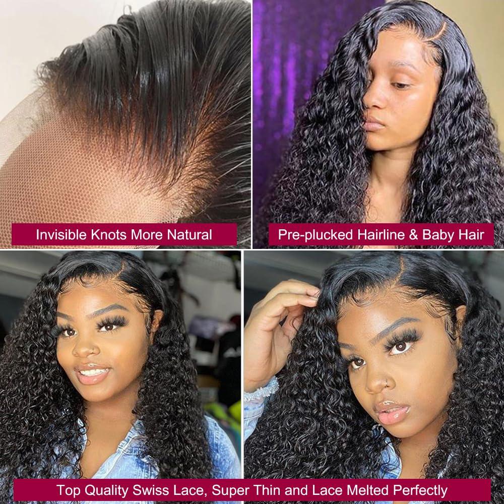 WIGMY 13x6 HD Lace Front Wigs 200% Density Mongolian Kinky Curly Lace Front Wig Undetectable Lace Human Hair Wig for Black Women Unprocessed Virgin Human Hair Curly Wig Full and Thick 20inch