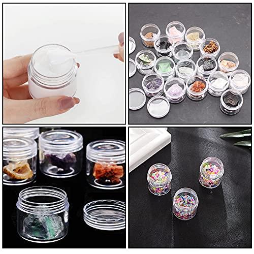 HOIGON HOIGON 96 Pieces 20g 20ml Clear Plastic Sample Containers, Leak-Proof Round Plastic Cosmetic Containers with Lids, Clear Plastic Pot Jars for Creams, Lotions, Makeup, Colored Acrylics