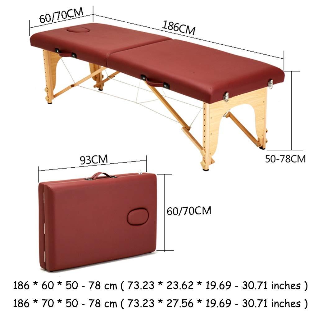 ERoomQ ERoomQ Spa Tables Portable Lightweigh 2-Section Massage Table Couch Spa Beauty Salon for Reiki Therapy Treatment Salon (Black 186 * 70cm)