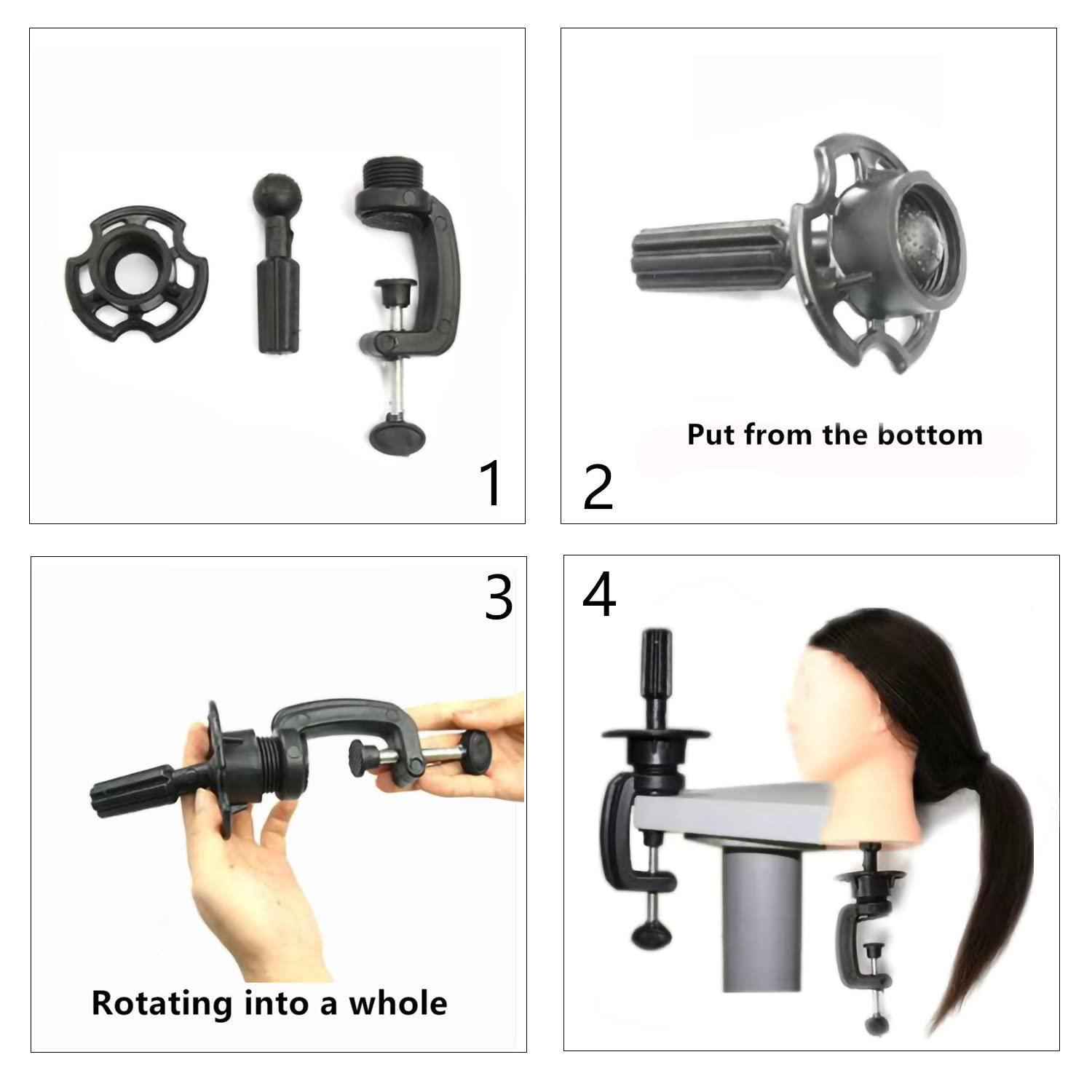 Pykisfp Mannequin Head with 60% Real Hair, Hairdresser Practice Training Head Cosmetology Manikin Doll Head with 9 Tools and Desktop Stand, Air Cushion Comb,Makeup On (Brown)