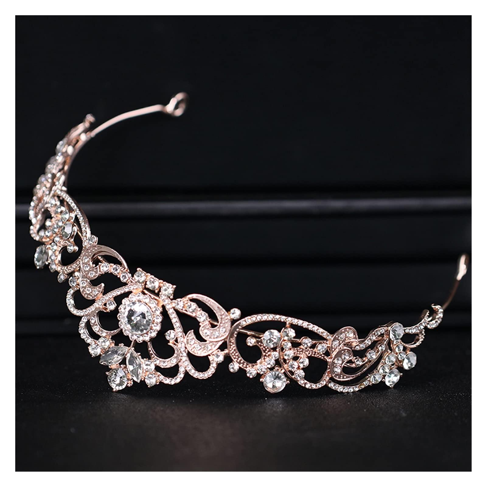 nihngvjm nihngvjm Bridal Crown Trendy Crystal Crown Rose Gold Bridal Tiara and Crown Hair Accessories for Wedding Bride Women Hair Jewelry Headpiece Headdress Tiara for Women (Size : Y)