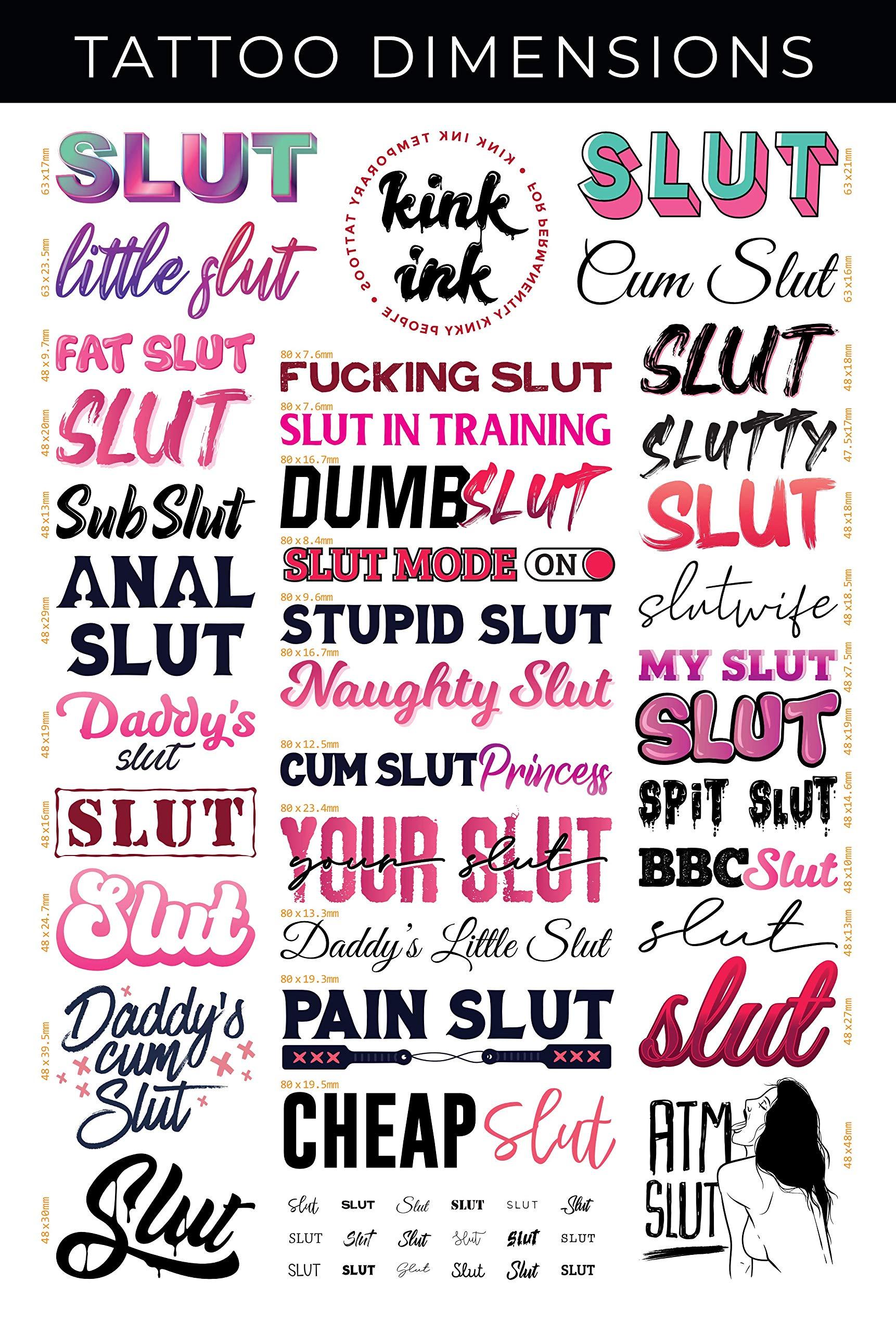 kink ink Kink Ink - 34 x "Slut" Temporary Tattoo Kinky A4 Sheet