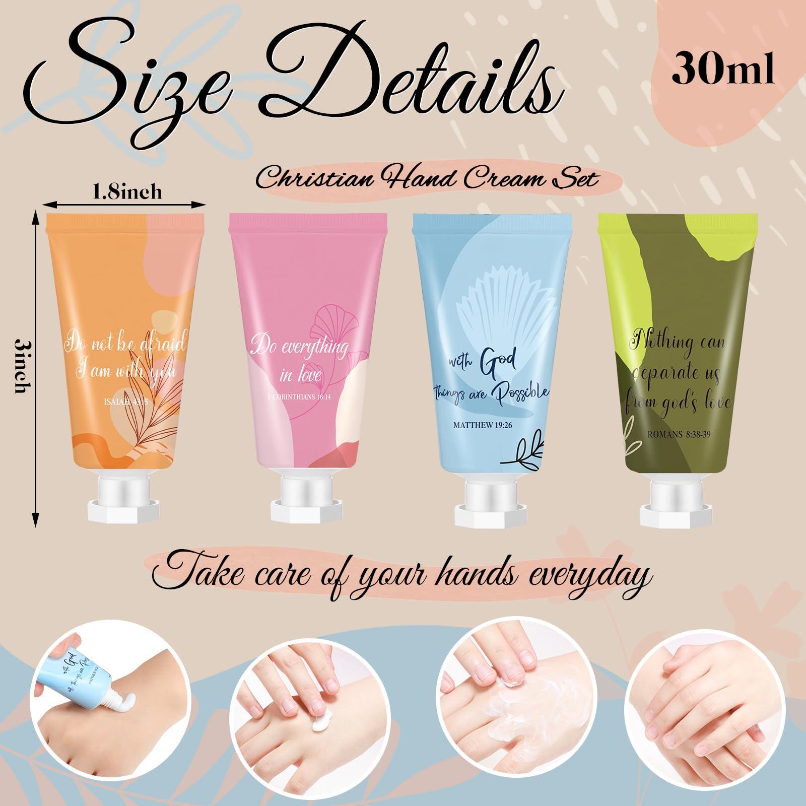Sacubee 24 Pcs Christian Hand Lotion Bulk Gifts for Women Bible Verse Mini Travel Hand Cream Bulk Christmas Gifts for Stocking Stuffers, Homeless Church Appreciation Teachers Coworkers Appreciation Gifts