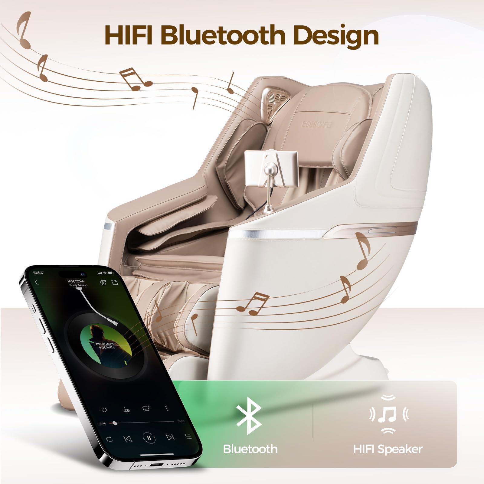 BOSSCARE BOSSCARE Full Body SL Track Massage Chair, 2025 3D Zero Gravity Shiatsu Massage Recliner, APP Control, Body Scanning, HiFi Bluetooth Heated Message Chair