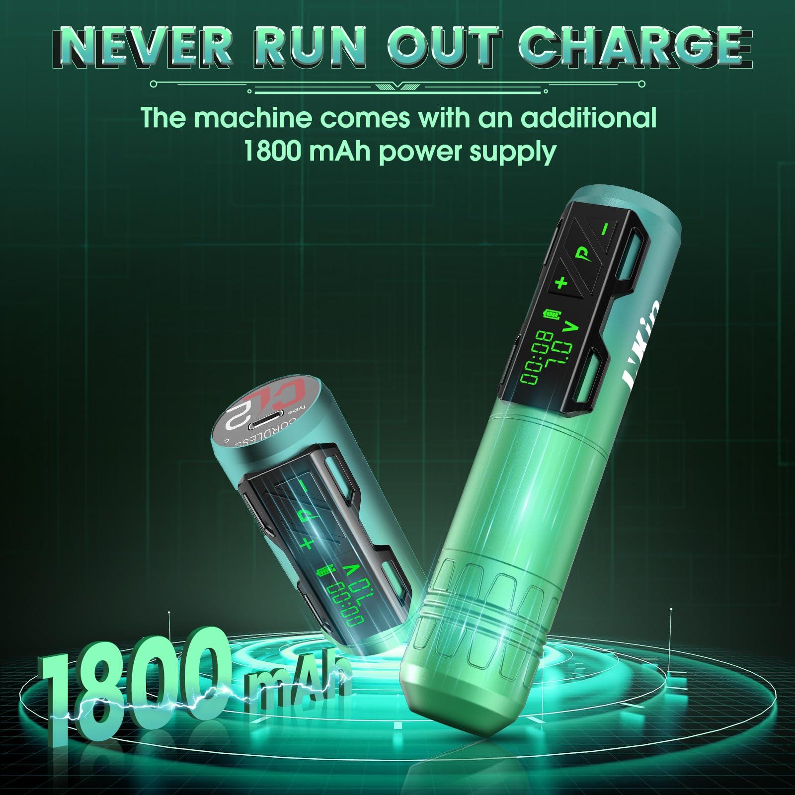 INKin INKin Tattoo Kit, Professional Tattoo Machine with 2 Replaceble Power 1800mAH, CL2 Wireless Tattoo Gun LED Display and 4.0MM Stroke Lengh Tattoo Pen for Tattoo Artists