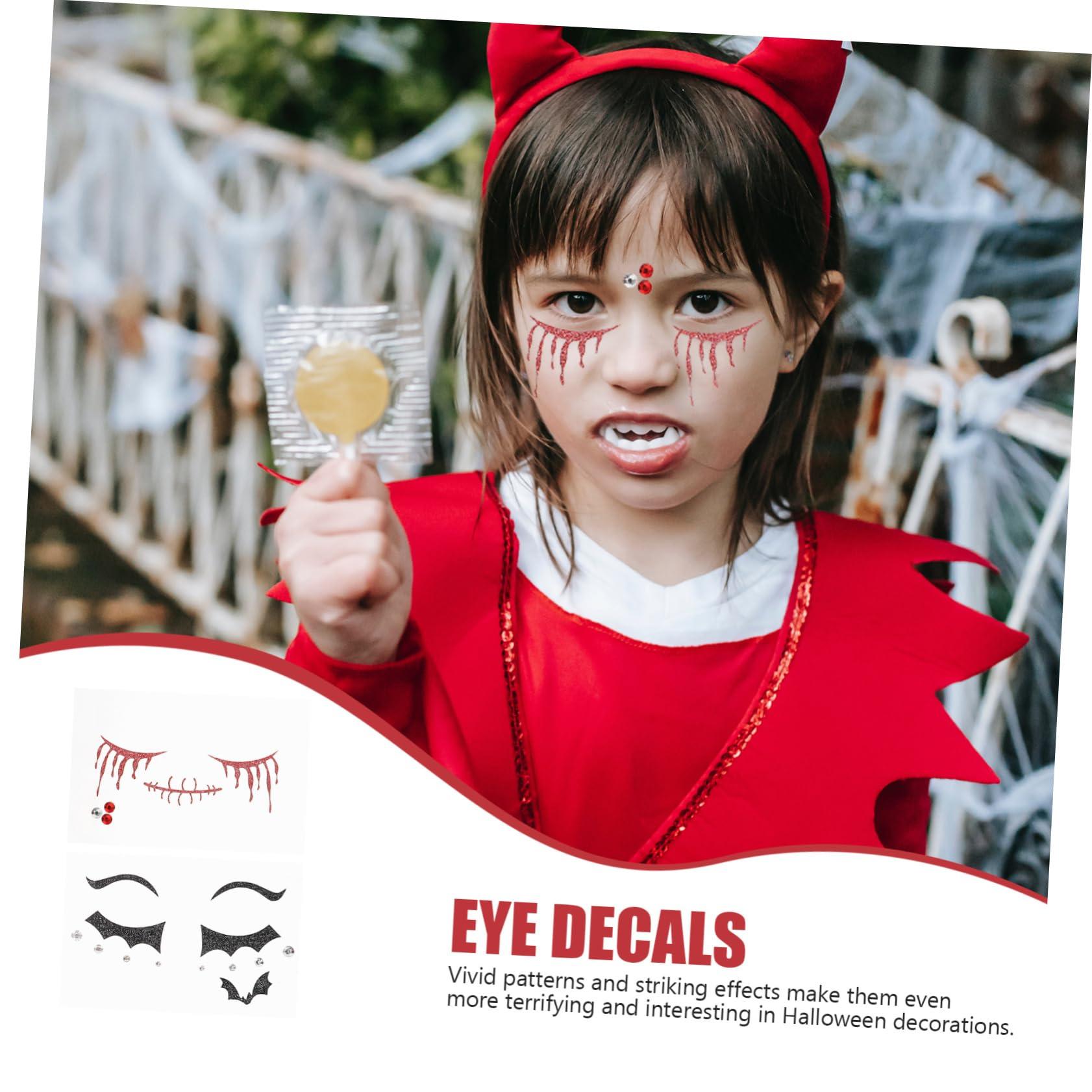 Hemoton Hemoton 2 Sheets Halloween Tattoos Halloween Face Cosplay Face Skull Face Sticker Face Decals Halloween Party Halloween Sticker Halloween Temporary Tattoos Skull Face Tattoo Plastic