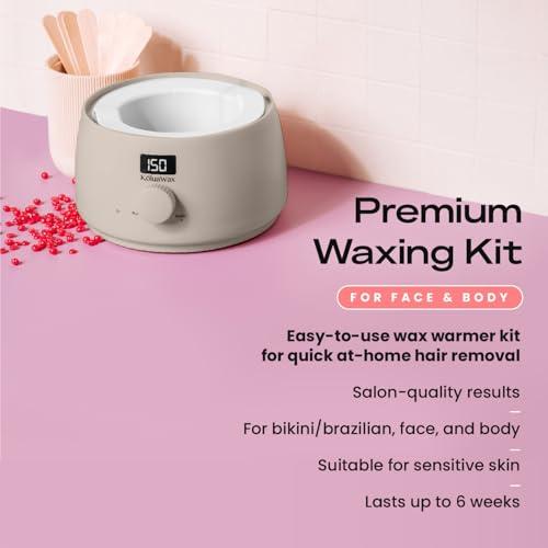 KoluaWax KoluaWax Premium Waxing Kit for Women - Hot Melt Hard Wax Warmer for Hair Removal, Eyebrow, Bikini, Legs, Face, Brazilian Wax - Machine, 4-Pack Beads, Accessories, Sand