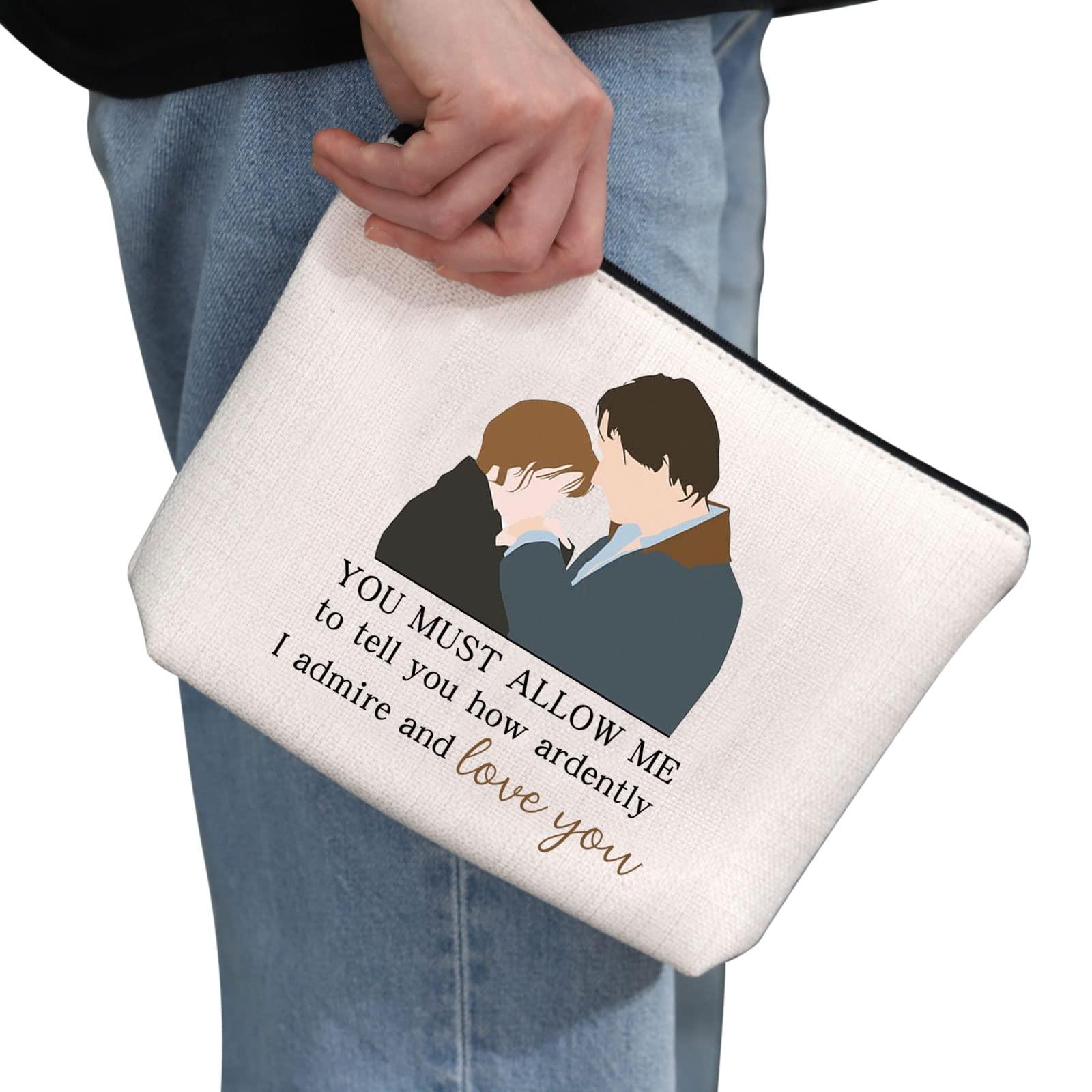 G2TUP G2TUP J Austen Gift Mr Darcy Makeup Bag Elizabeth Bennet Cosmetic Bag Classic Literary Gift Bookworm Gift Book Club Gift (Mr Darcy White Bag)