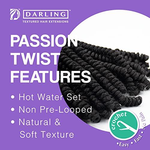 Darling Darling Passion Twist 6X Crochet Hair Extensions (3 Packs, 2X per Pack), Natural & Soft Texture, Bomb Twist, Natural and Soft Texture, Black Afro Curly, 24 Inch, 1B