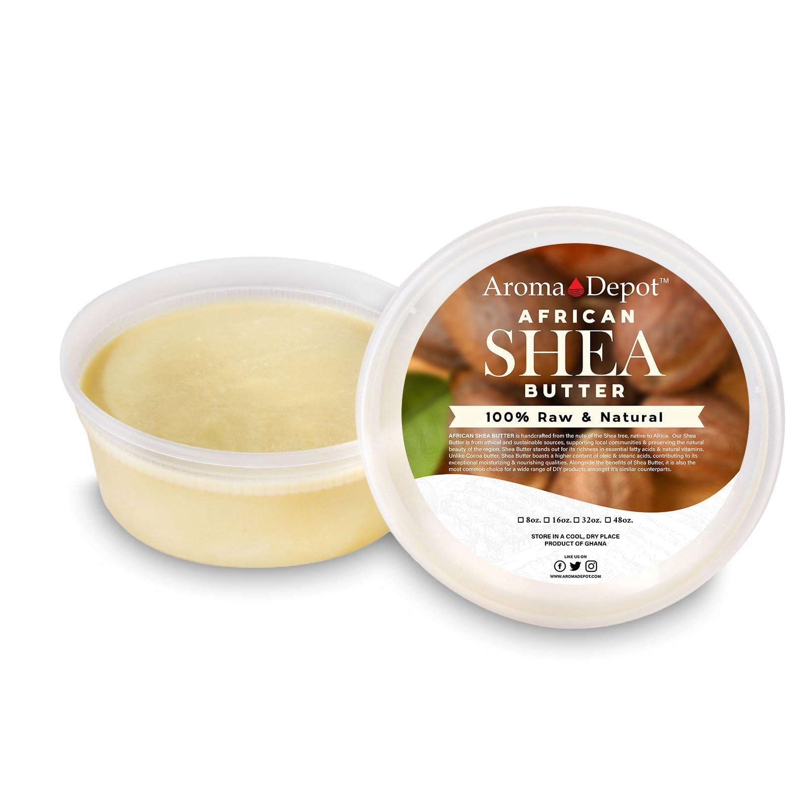 Aroma Depot Raw African Shea Butter 8 oz. Container Ivory/White Grade A 100% Pure Natural Unrefined Fresh Moisturizing. Ideal for Dry and Cracked Skin. Can be use in Body, Hair and Face. (3 PACK)