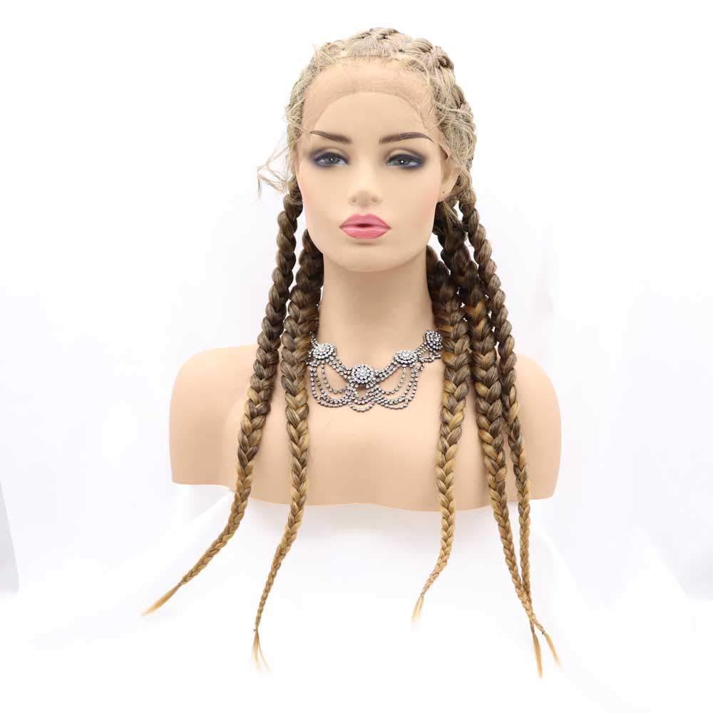 melody wig Melody Wig Braided Wigs Synthetic Lace Front Gold Wig for Women Cornrow Braids Lace Wigs with Baby Hair Box Braid Wig HandMade Wig