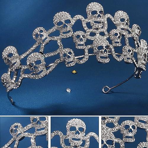 GMBYLBY GMBYLBY Hair Hoop Silver Rhinestones Cosplay Headwear Skull Headband Cosplay Supplies Headband Skull Hairband Photo Props Skull Headb