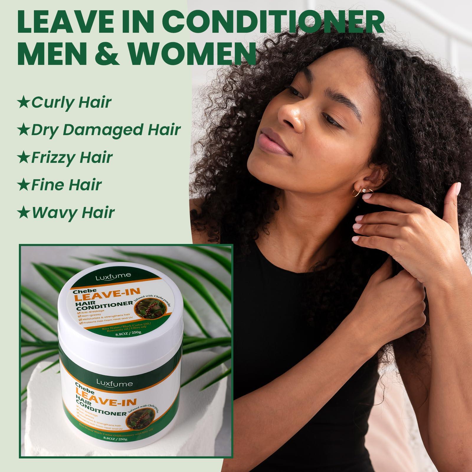 Luxfume Luxfume Chebe Leave-In Conditioner for Hair Growth and Shine - Rice Water Formula Moisturizes, Minimizes Breakage, and Adds Shine for Men and Women, 8.8 Oz