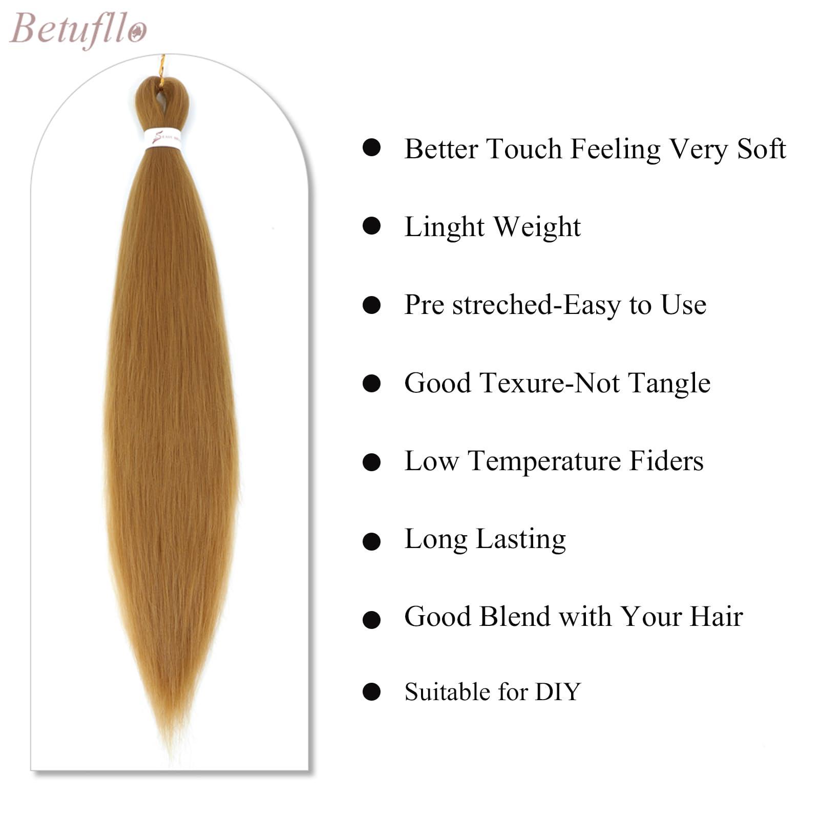 Betufllo 27 Honey Blonde Braiding Hair Pre Stretched Braiding Hair Extensions 26 Inch color 27 braiding hair Professional Synthetic Prestretched Crochet Braids Hair Extension Yaki Texture(27#6 packs)