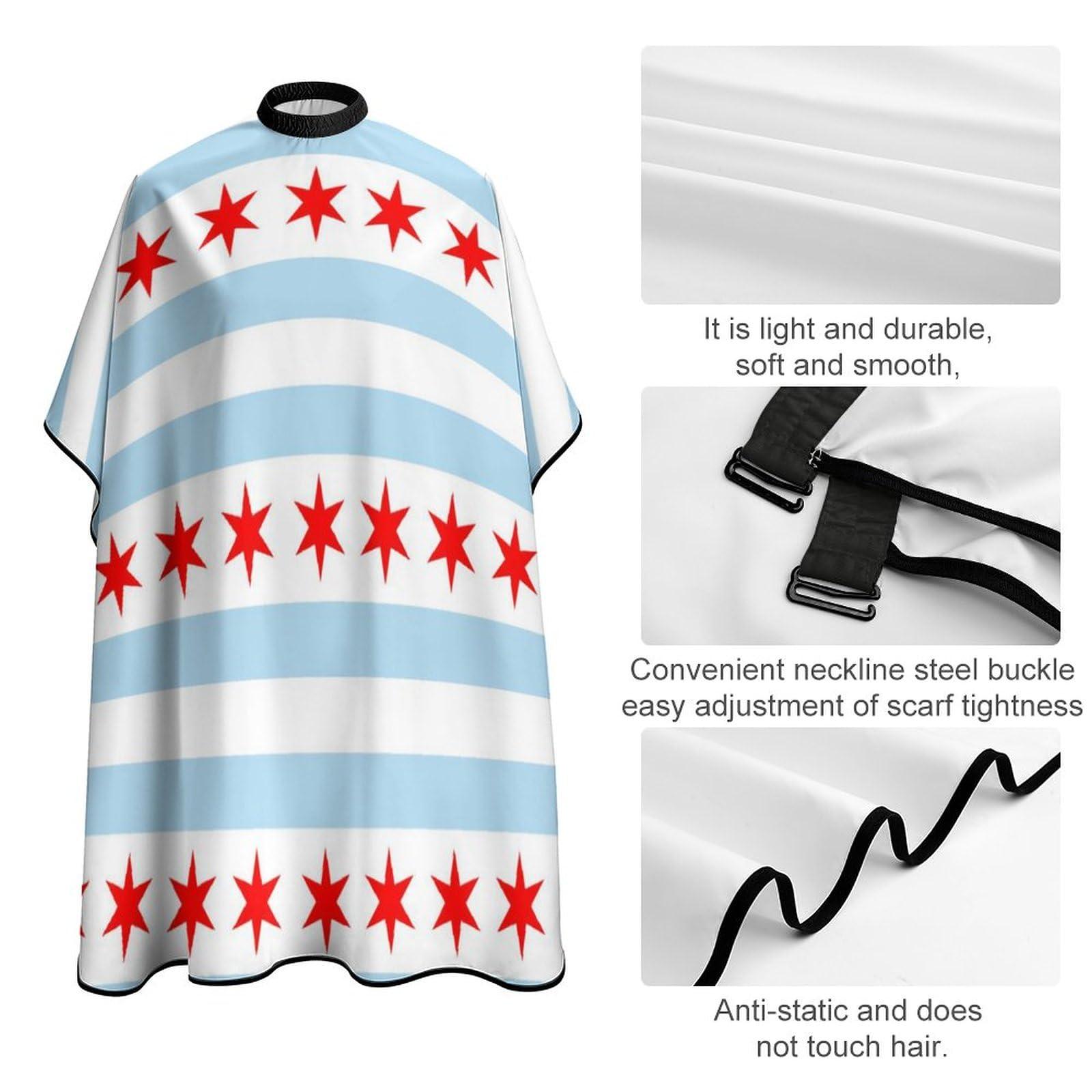 LJFABKY Flag of Chicago Barber Cape Hair Cutting Salon Haircut Capes Professional Hairdresser Apron for Men Women