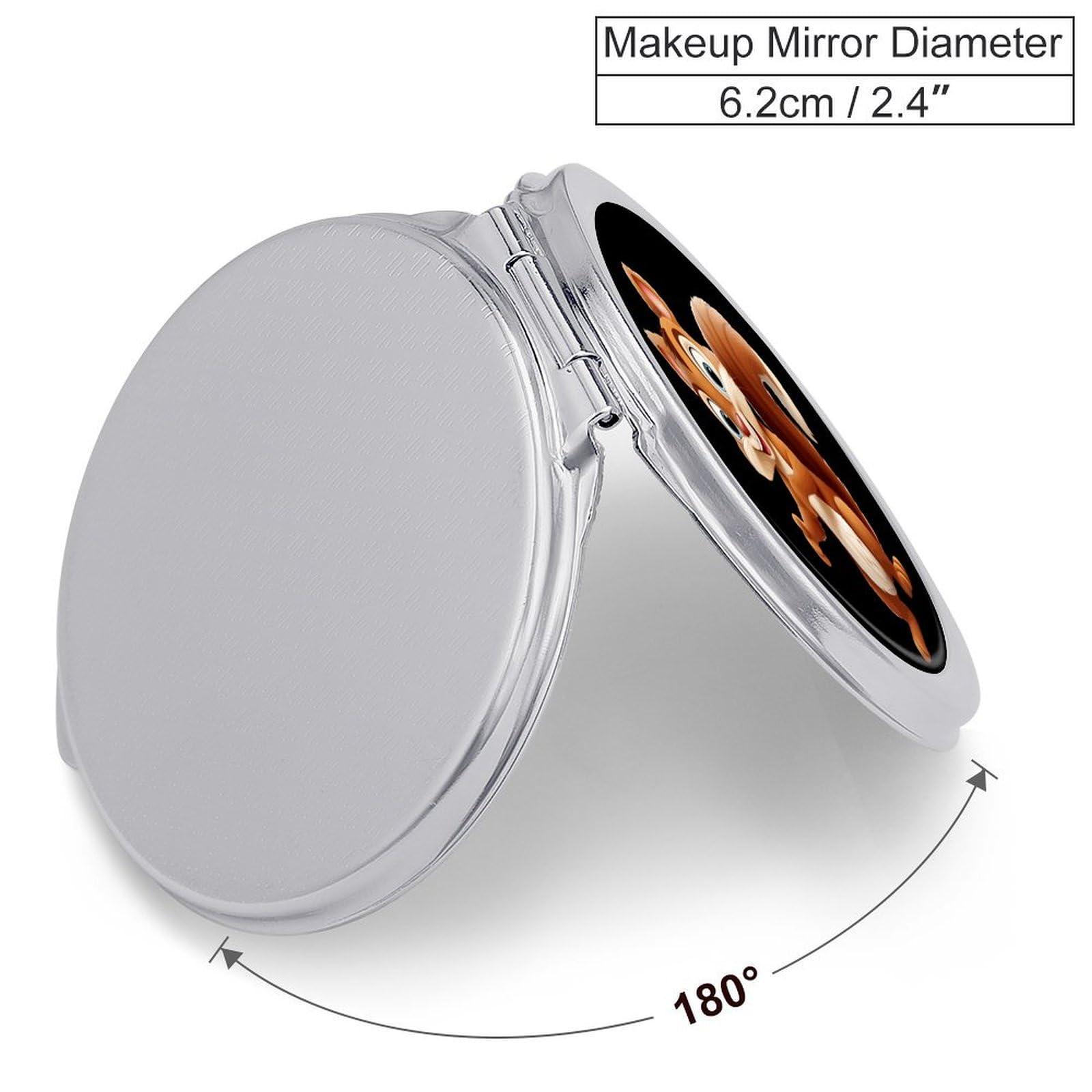 spIVCg Cute Chipmunk Compact Mirror Round Travel Makeup Mirror Portable Pocket Mirror for Purses and Travel