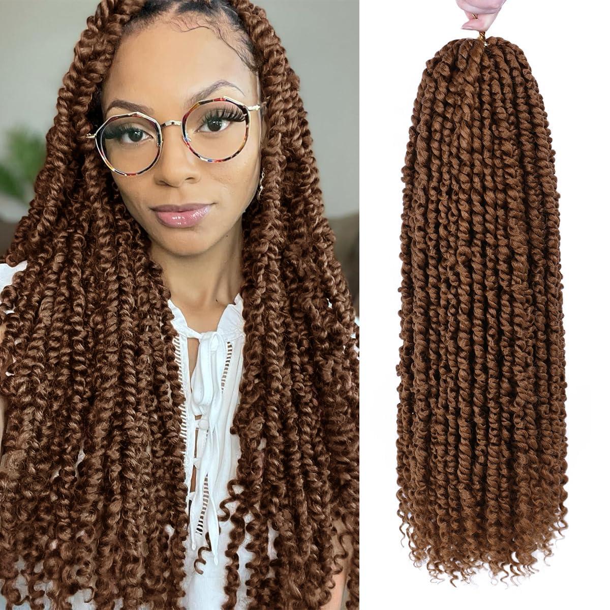 Nice One Pre-Twisted Passion Twist Hair, 8 Packs 112 Strands Pre Looped Passion Twist Braiding Hair for Women, Short Passion Twists Crochet Hair Synthetic Hair Extensions (30#, 20 Inch (Pack of 8))