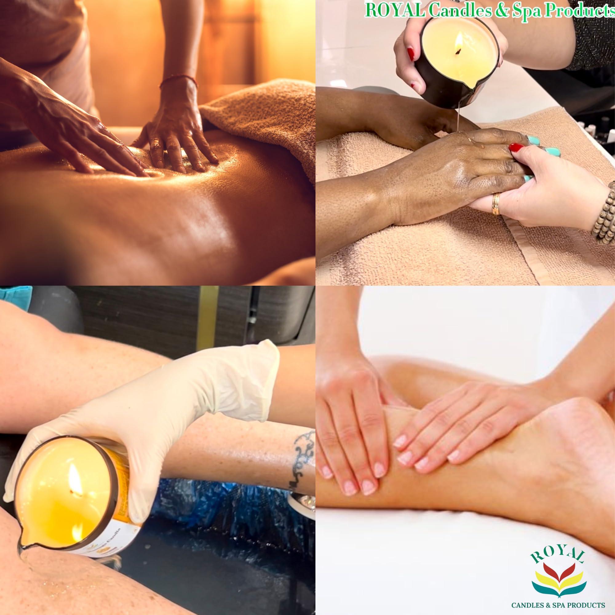 Royal Candles & Spa Products Massage Oil Candle, Body Massage Oil Candle, Candle Massage Oil, Aromatherapy Candle, Couple Massage Oil Candle, 6 oz. with Pouring spout - Lavender Vanilla Scent.