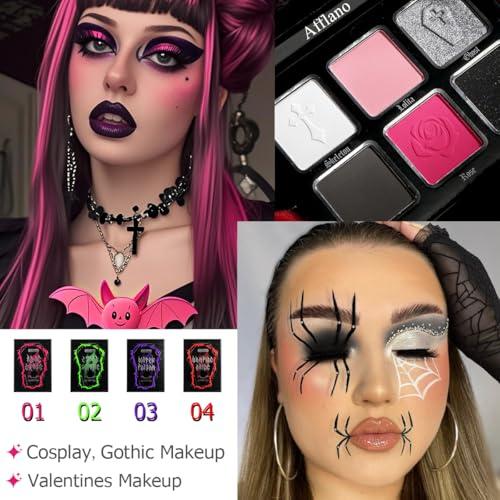 Afflano Afflano Pink Goth Eyeshadow Palette, Pink Smokey Eyes Makeup Eyeshadow Pallet With Mirror, for Goth Girls and Women Long Lasting Daily Valentine makeup, Dark Emo Halloween Clown SFX Gothic Looks